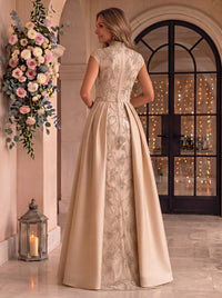 Sequin Mermaid Stand Collar Cap Sleeves Mother of the Bride/Groom Dresses