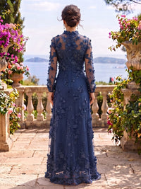Stand Collar Tulle Long Sleeves Long Mother of the Bride/Groom Dresses