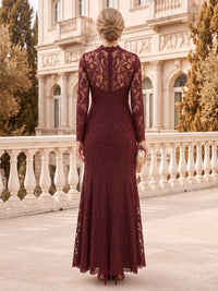 Lace Stand Collar Mermaid/Sheath Mother of the Bride/Groom Dresses with 3/4 Sleeves Lace Floor Length