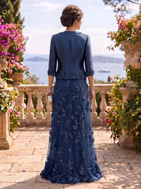 2 Pieces V Neck Long Sleeves A Line Mother of the Bride/Groom Dresses with Jacket