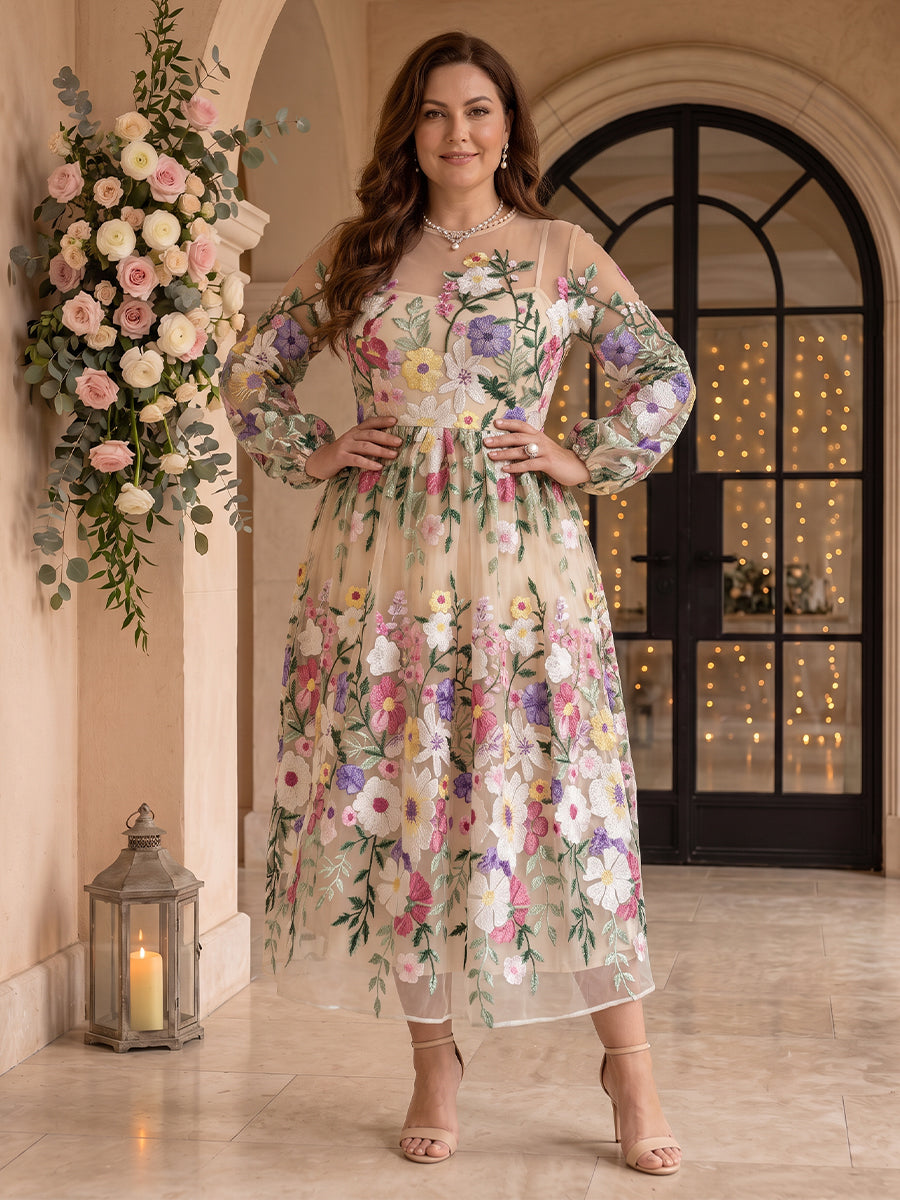 Embroidered Plus Size A Line Mother of the Bride/Groom Dresses