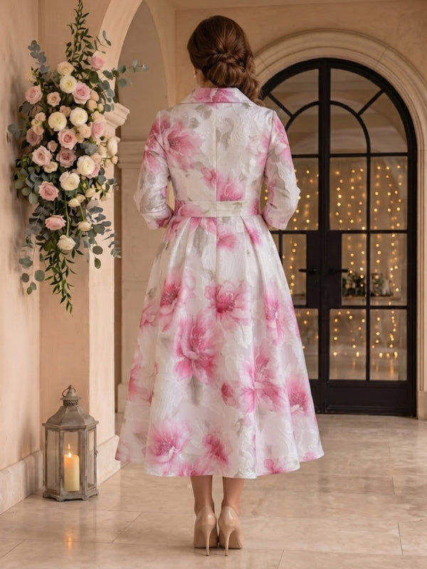 Jacquard Long Sleeves Plus Size A Line Mother of the Bride/Groom Dresses