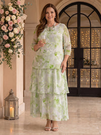 Jacquard Chiffon Plus Size Jewel Mother of the Bride/Groom Dresses
