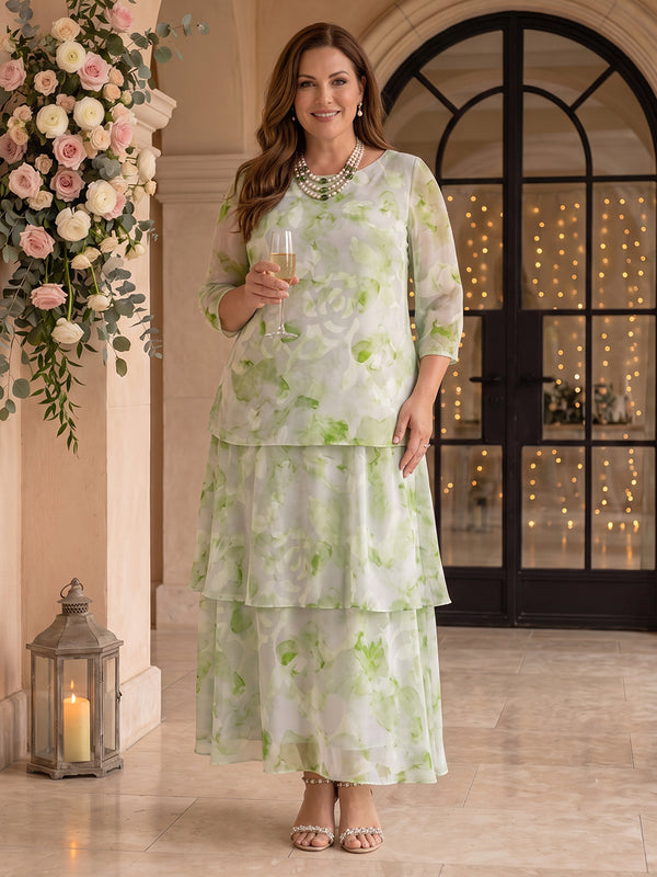 Jacquard Chiffon Plus Size Jewel Mother of the Bride/Groom Dresses