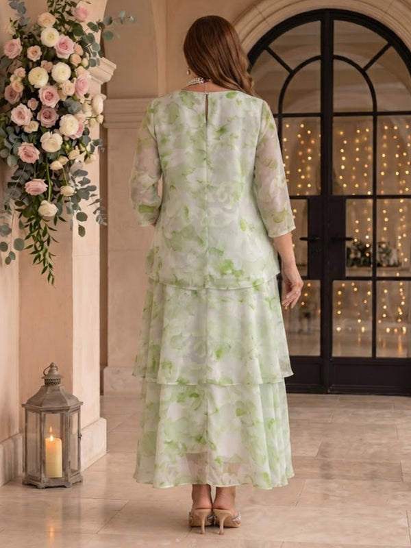 Jacquard Chiffon Plus Size Jewel Mother of the Bride/Groom Dresses