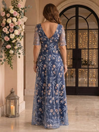 Tulle Embroidered Plus Size Floor Length A Line Mother of the Bride/Groom Dresses