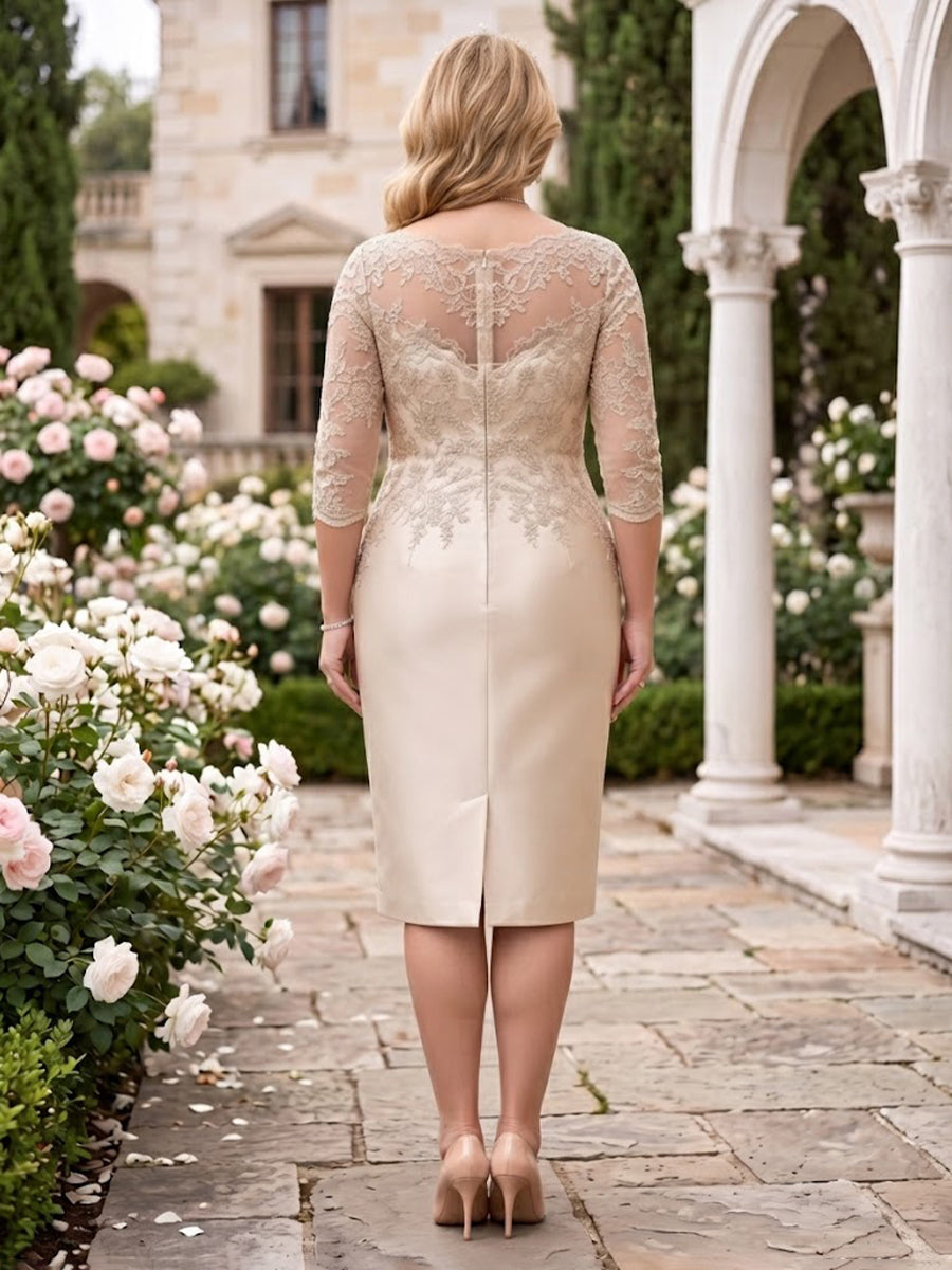 Jewel Mermaid Plus Size Lace Tea Length Mother of the Bride/Groom Dresses