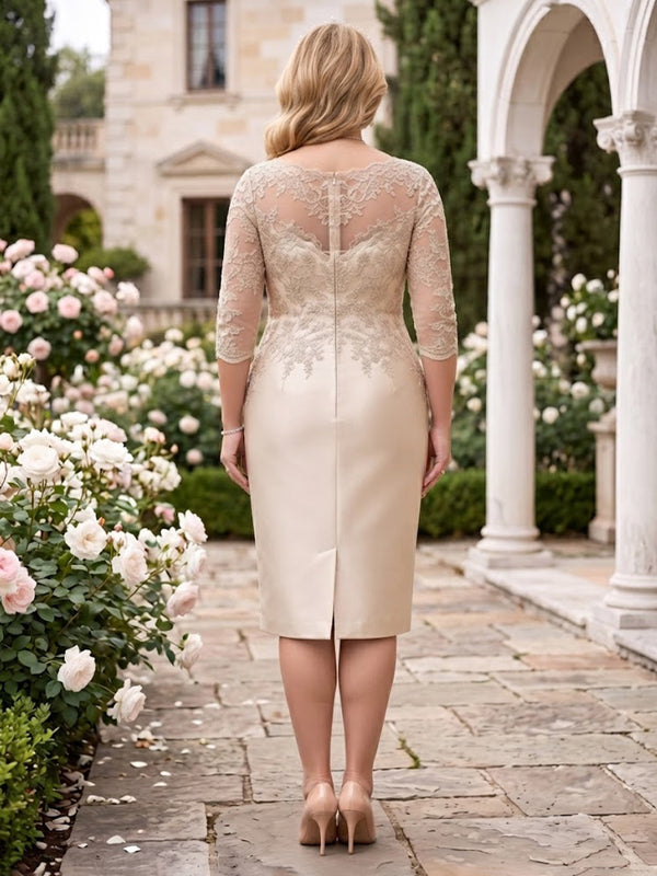 Jewel Mermaid Plus Size Lace Tea Length Mother of the Bride/Groom Dresses