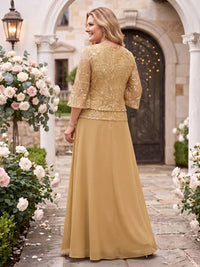 Jacquard Jewel Plus Size A Line Floor Length Mother of the Bride/Groom Dresses