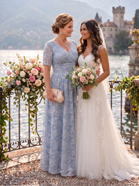 Jacquard V Neck Plus Size A Line Floor Length Mother of the Bride Dresses