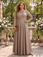 Jacquard Plus Size Mock Neck Long Sleeves A Line Mother of the Bride Dresses