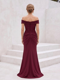 Off the Shoulder Satin Embroidery Mermaid Mother of the Bride Dresses