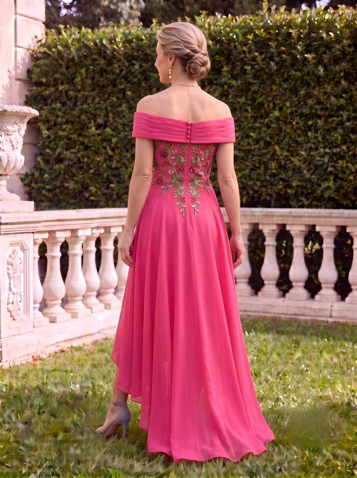 Off the Shoulder Chiffon Sleeveless Embroidery Mermaid Mother of the Bride Dresses