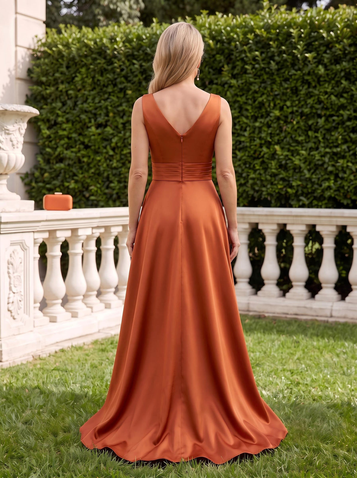 V Neck Satin A Line Sleeveless Mother of the Bride Dresses