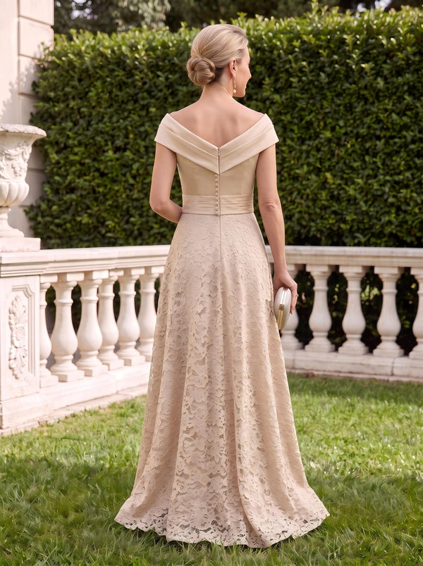 Satin Sleeveless A Line Lace Applique Mother of the Bride Dresses