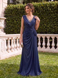V Neck Satin Sleeveless A Line Mother of the Bride Dresses