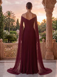 V Neck Long Sleeves Satin Floor Length Mother of the Bride/Groom Dresses