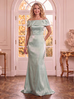 Satin Off the Shoulder Sleeveless Mermaid Mother of the Bride Dresses