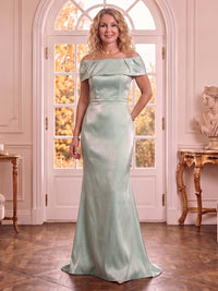 Satin Off the Shoulder Sleeveless Mermaid Mother of the Bride Dresses