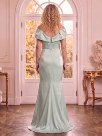 Satin Off the Shoulder Sleeveless Mermaid Mother of the Bride Dresses