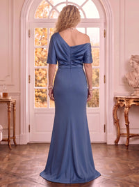 One Shoulder Satin Half Sleeves Mermaid Mother of the Bride Dresses