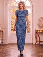 Mermaid Jewel Tulle Short Sleeves Lace Applique Mother of the Bride Dresses