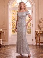 Sequins Off the Shoulder Sleeveless Mermaid Mother of the Bride Dresses