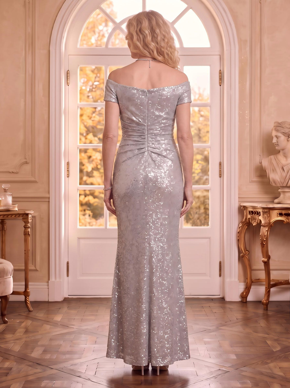 Sequins Off the Shoulder Sleeveless Mermaid Mother of the Bride Dresses