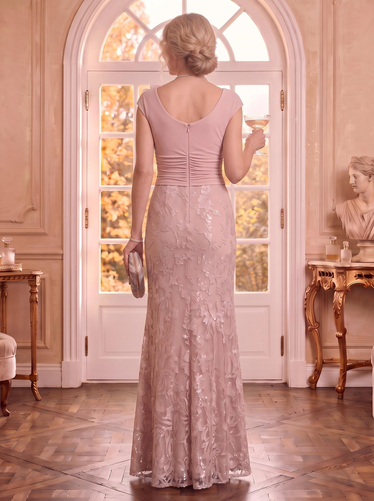 Tulle Jewel Sleeveless Mermaid Lace Applique Mother of the Bride Dresses