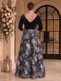 Jacquard A Line V Neck Mother of the Bride Dresses