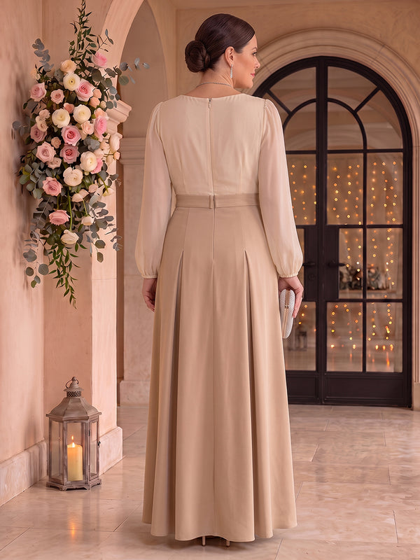 Chiffon A Line Scoop Neck Mother of the Bride Dresses with Beads
