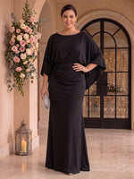 Satin Ruched A Line Scoop Neck Mother of the Bride Dresses