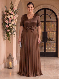 Chiffon A Line V Neck Mother of the Bride Dresses with Bow