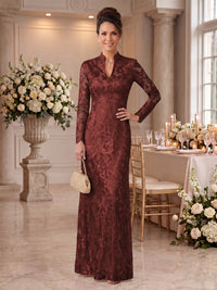 Embroidered Sequin High Neck Column Mother of the Bride Dresses