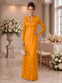 Embroidered Sequin High Neck Column Mother of the Bride Dresses