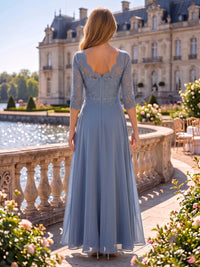 Chiffon A Line Scoop Neck Floor Length 3/4 Sleeves Mother of the Bride Dresses with Jacket