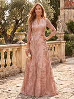 Sequin Mother of the Bride/Groom Dresses V Neck 3/4 Sleeves Floor Length A Line