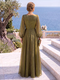 Organza Mother of the Bride/Groom Dresses V Neck Long Sleeves Floor Length A Line