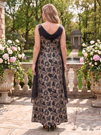 Jacquard Mother of the Bride/Groom Dresses A Line Cowl Neck Floor Length Sleeveless