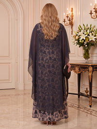Jacquard Mother of the Bride/Groom Dresses A Line Cowl Neck Floor Length Cape Sleeves