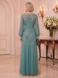 Sequin Mother of the Bride/Groom Dresses Long Sleeves Floor Length A Line