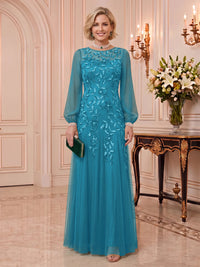 Sequin Mother of the Bride/Groom Dresses Long Sleeves Floor Length A Line