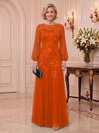 Sequin Mother of the Bride/Groom Dresses Long Sleeves Floor Length A Line