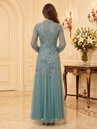 Sequin Mother of the Bride/Groom Dresses A Line V Neck Long Sleeves Floor Length