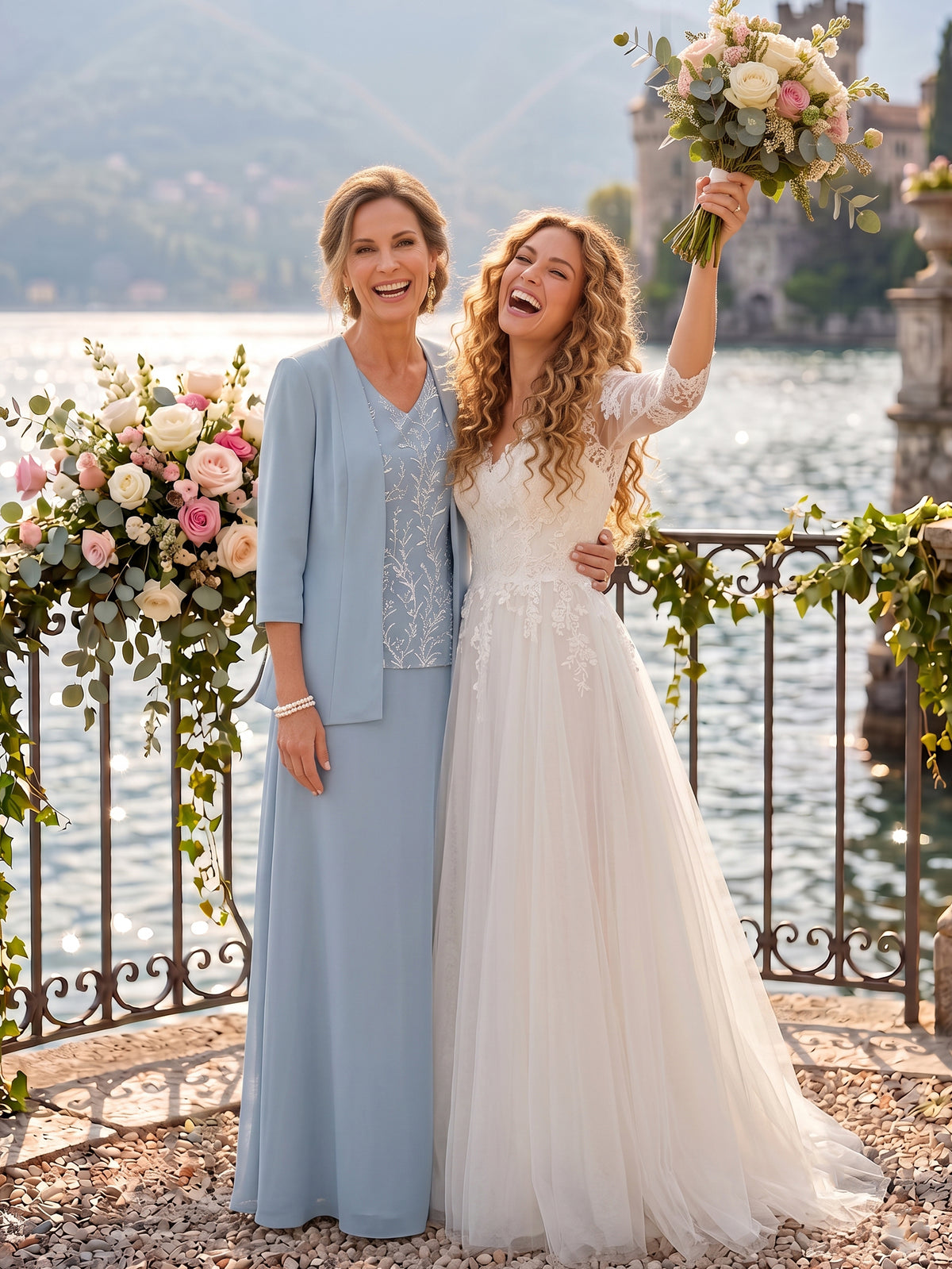 Chiffon Mother of the Bride/Groom Dresses A Line Scoop Neck 3/4 Sleeves Floor Length with Jacket