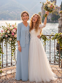 Chiffon Mother of the Bride/Groom Dresses A Line Scoop Neck 3/4 Sleeves Floor Length with Jacket