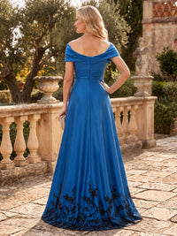 Satin Mother of the Bride/Groom Dresses Off the Shoulder Floor Length with Slit
