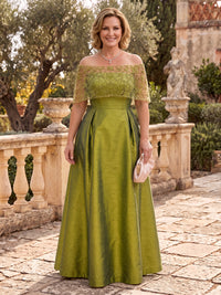 Plus Size Satin Mother of the Bride/Groom Dresses A Line Off the Shoulder Floor Length