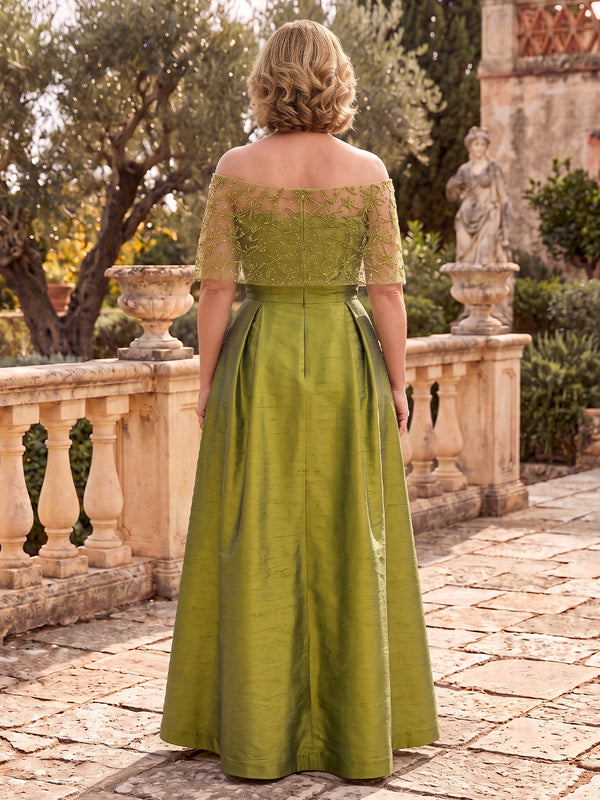 Plus Size Satin Mother of the Bride/Groom Dresses A Line Off the Shoulder Floor Length
