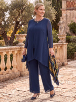 Plus Size Chiffon Mother of the Bride/Groom Dresses Column Long Sleeves Scoop Neck with Jacket